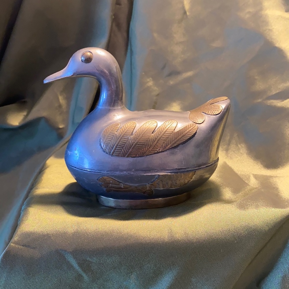 Brass and pewter Duck box.